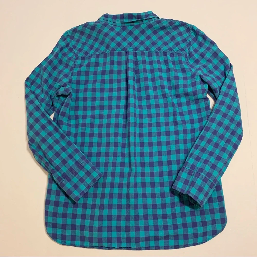 J. Crew Caribbean Blue Gingham Popover Shirt - Picture 5 of 9